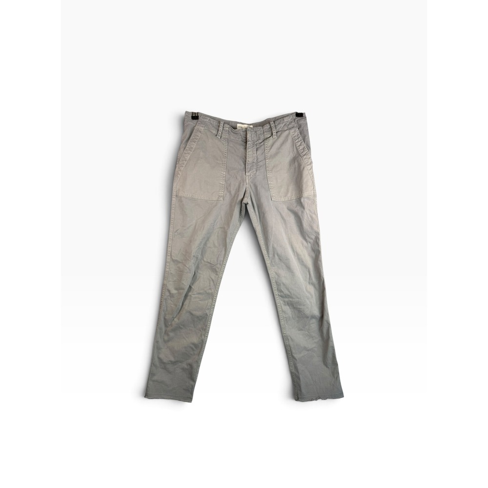 Nili Lotan Grey Shon Patch Pocket Straight Leg Pants Raw Hem Size 4 Made in USA